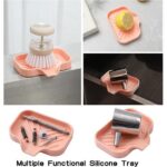 Silicone Organizer Tray, Soap and Sponge holder for Kitchen Sink, Bathroom - Storage Tray for Dish Brush, Soap Dispenser, Dishwashing Accessories(S)