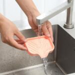 Silicone Organizer Tray, Soap and Sponge holder for Kitchen Sink, Bathroom - Storage Tray for Dish Brush, Soap Dispenser, Dishwashing Accessories(S)