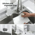 Silicone Organizer Tray, Soap and Sponge holder for Kitchen Sink, Bathroom - Storage Tray for Dish Brush, Soap Dispenser, Dishwashing Accessories(S)