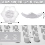 Silicone Soap Dishes with Draining - Lotus Shaped Bathroom Bar Soap Holder for Shower - Soap Tray for Kitchen Sink - Floral Shape Soap Saver for Counter Bathtub(1/4 Pack)