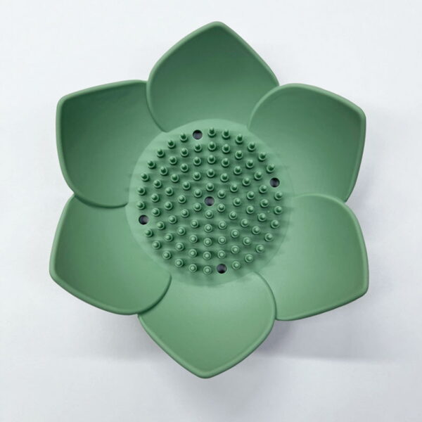 Silicone Soap Dishes with Draining - Lotus Shaped Bathroom Bar Soap Holder for Shower - Soap Tray for Kitchen Sink - Floral Shape Soap Saver for Counter Bathtub(1/4 Pack)