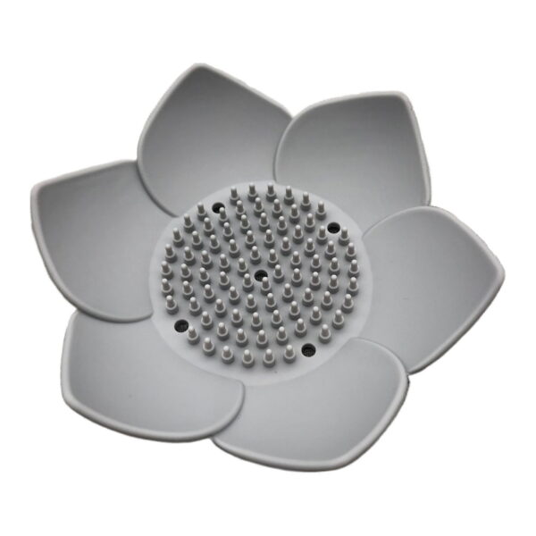 Silicone Soap Dishes with Draining - Lotus Shaped Bathroom Bar Soap Holder for Shower - Soap Tray for Kitchen Sink - Floral Shape Soap Saver for Counter Bathtub(1/4 Pack)