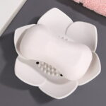 Silicone Soap Dishes with Draining - Lotus Shaped Bathroom Bar Soap Holder for Shower - Soap Tray for Kitchen Sink - Floral Shape Soap Saver for Counter Bathtub(1/4 Pack)