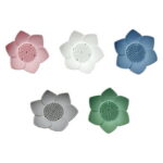 Silicone Soap Dishes with Draining - Lotus Shaped Bathroom Bar Soap Holder for Shower - Soap Tray for Kitchen Sink - Floral Shape Soap Saver for Counter Bathtub(1/4 Pack)