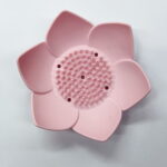 Silicone Soap Dishes with Draining - Lotus Shaped Bathroom Bar Soap Holder for Shower - Soap Tray for Kitchen Sink - Floral Shape Soap Saver for Counter Bathtub(1/4 Pack)