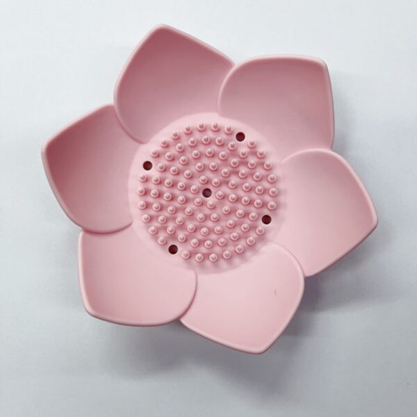 Silicone Soap Dishes with Draining - Lotus Shaped Bathroom Bar Soap Holder for Shower - Soap Tray for Kitchen Sink - Floral Shape Soap Saver for Counter Bathtub(1/4 Pack)
