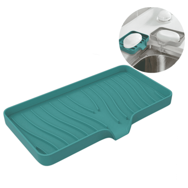 Silicone Soap Holder- Soap Dish with Drainage Perfect for Kitchen Counter, Scrub Holder, Sink Organizer,Soap Dishes,Sponge,Dispenser,bar Shower soap,Sink Tray(L)