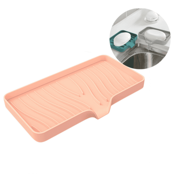 Silicone Soap Holder- Soap Dish with Drainage Perfect for Kitchen Counter, Scrub Holder, Sink Organizer,Soap Dishes,Sponge,Dispenser,bar Shower soap,Sink Tray(L)