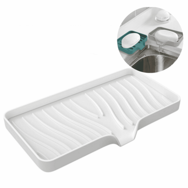 Silicone Soap Holder- Soap Dish with Drainage Perfect for Kitchen Counter, Scrub Holder, Sink Organizer,Soap Dishes,Sponge,Dispenser,bar Shower soap,Sink Tray(L)