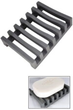 Simply Good Silicone Soap Dish With Auto-Drain Open Base - Max Airflow Soap Holder - GRAY