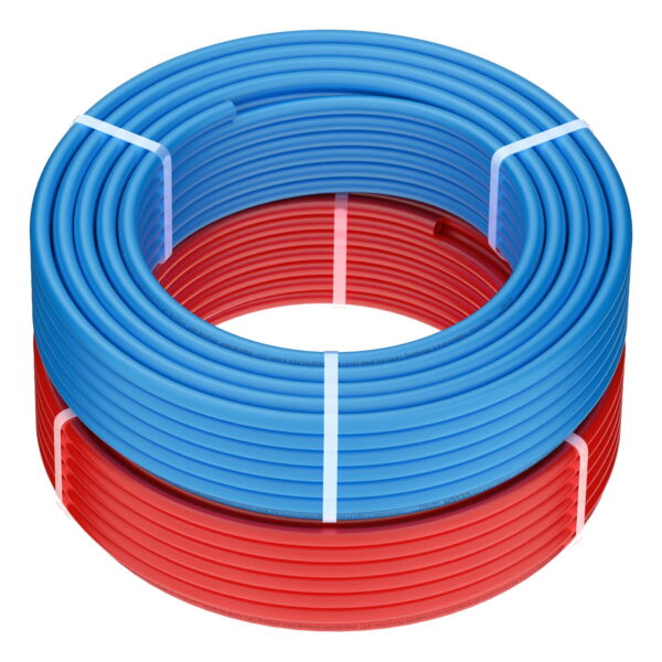 SKYSHALO PEX Tubing 1/2 Inch, Dual 100 Ft Coils, PEX-A Flexible Hose for Drinking Water, Suitable for Hot/Cold Water Plumbing, Easy to Bend, Includes Cutter, Red & Blue