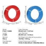 SKYSHALO PEX Tubing 1/2 Inch, Dual 100 Ft Coils, PEX-A Flexible Hose for Drinking Water, Suitable for Hot/Cold Water Plumbing, Easy to Bend, Includes Cutter, Red & Blue