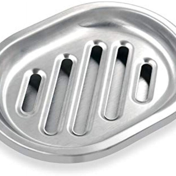 Soap Dish, Double Layers Stainless Steel Soap Holder with Draining Tray, Shower Soap Dishes for Bathroom, Soap Saver for Bathtub, Sponge Holder for Kitchen Sink (Silver)