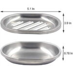 Soap Dish, Double Layers Stainless Steel Soap Holder with Draining Tray, Shower Soap Dishes for Bathroom, Soap Saver for Bathtub, Sponge Holder for Kitchen Sink (Silver)