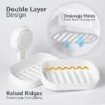 Soap Dish Holder for Shower Wall Mounted Vacuum Suction Design for Bathroom Use