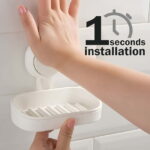 Soap Dish Holder for Shower Wall Mounted Vacuum Suction Design for Bathroom Use