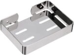 Soap Dish Holder Stainless Steel Wall Mounted, Heavy Duty Soap Tray, Shower Soap Saver, Sponge Holder for Bathroom Shower Kitchen Counter Top (Silver)
