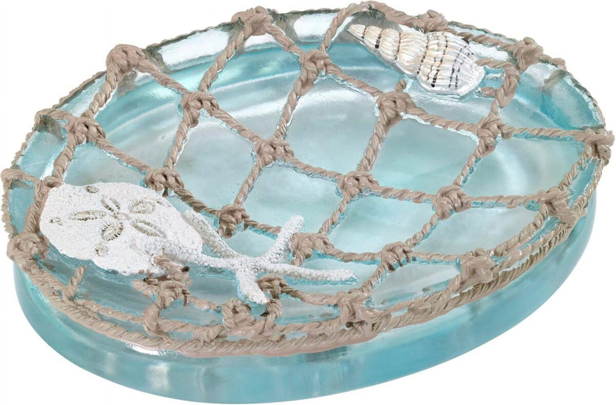 - Soap Dish, Resin Countertop Soap Holder, Beach Inspired Bathroom Accessories (Seaglass Collection)