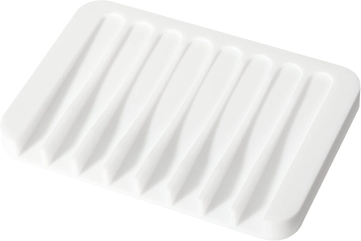 Soap Dish Shower Waterfall Soap Tray Soap Saver Soap Holder for Bathroom, Kitchen, Counter Top, Flexible Silicone, Keep Soap Bars Dry, Easy Cleaning