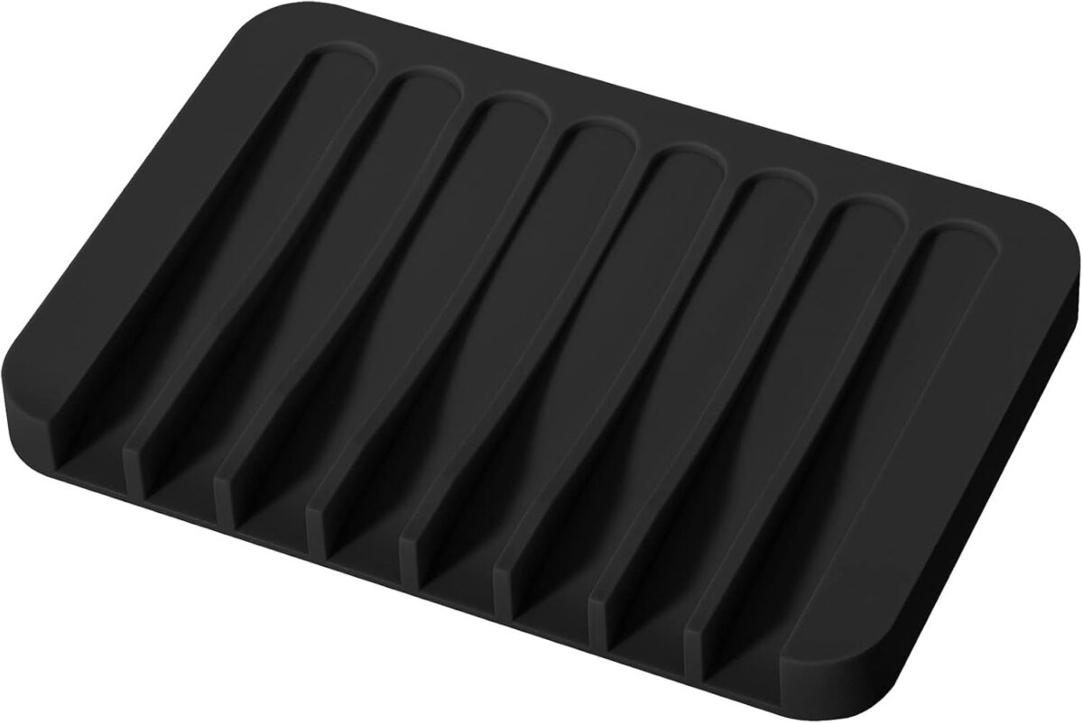 Soap Dish Shower Waterfall Soap Tray Soap Saver Soap Holder for Bathroom, Kitchen, Counter Top, Flexible Silicone, Keep Soap Bars Dry, Easy Cleaning
