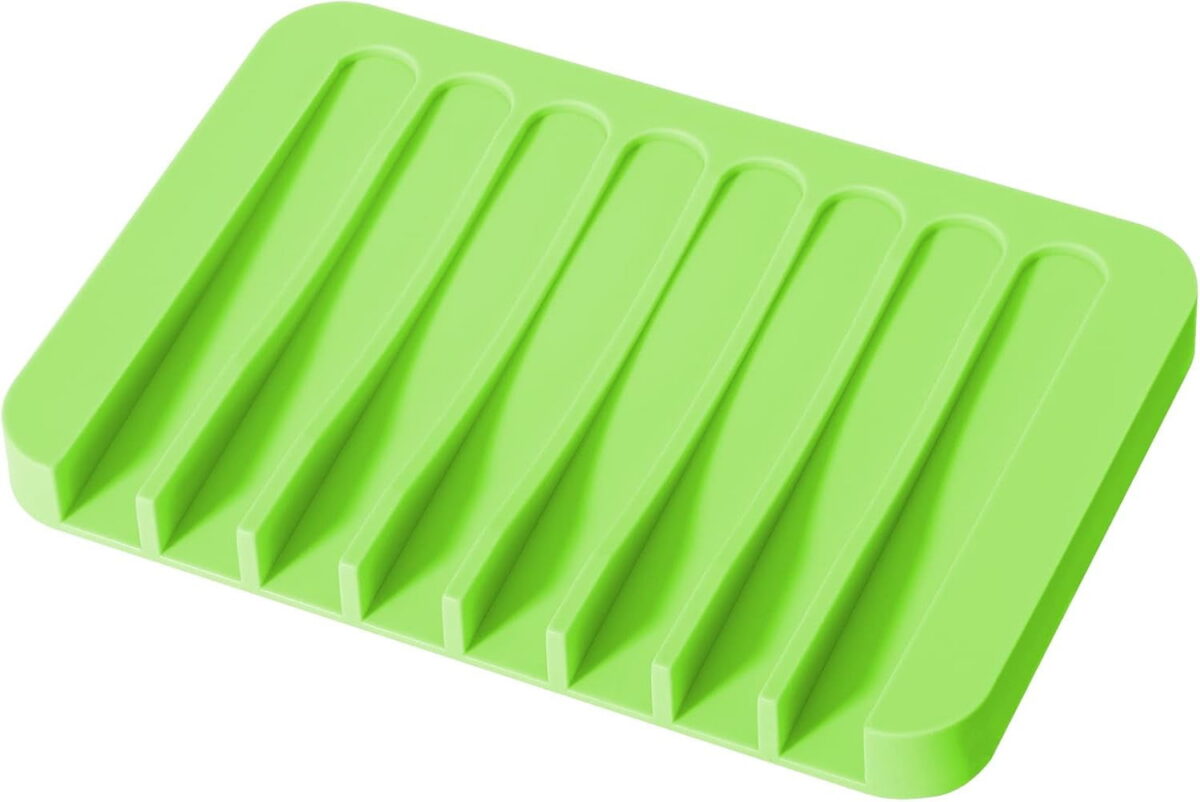 Soap Dish Shower Waterfall Soap Tray Soap Saver Soap Holder for Bathroom, Kitchen, Counter Top, Flexible Silicone, Keep Soap Bars Dry, Easy Cleaning
