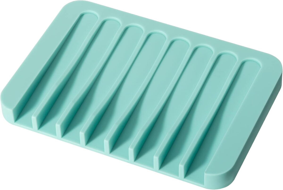Soap Dish Shower Waterfall Soap Tray Soap Saver Soap Holder for Bathroom, Kitchen, Counter Top, Flexible Silicone, Keep Soap Bars Dry, Easy Cleaning