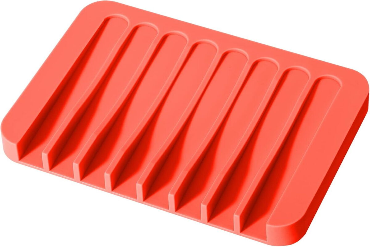 Soap Dish Shower Waterfall Soap Tray Soap Saver Soap Holder for Bathroom, Kitchen, Counter Top, Flexible Silicone, Keep Soap Bars Dry, Easy Cleaning