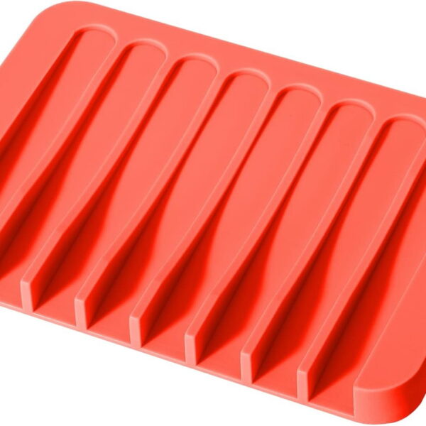 Soap Dish Shower Waterfall Soap Tray Soap Saver Soap Holder for Bathroom, Kitchen, Counter Top, Flexible Silicone, Keep Soap Bars Dry, Easy Cleaning