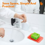 Soap Dish Shower Waterfall Soap Tray Soap Saver Soap Holder for Bathroom, Kitchen, Counter Top, Flexible Silicone, Keep Soap Bars Dry, Easy Cleaning