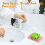 Soap Dish Shower Waterfall Soap Tray Soap Saver Soap Holder for Bathroom, Kitchen, Counter Top, Flexible Silicone, Keep Soap Bars Dry, Easy Cleaning