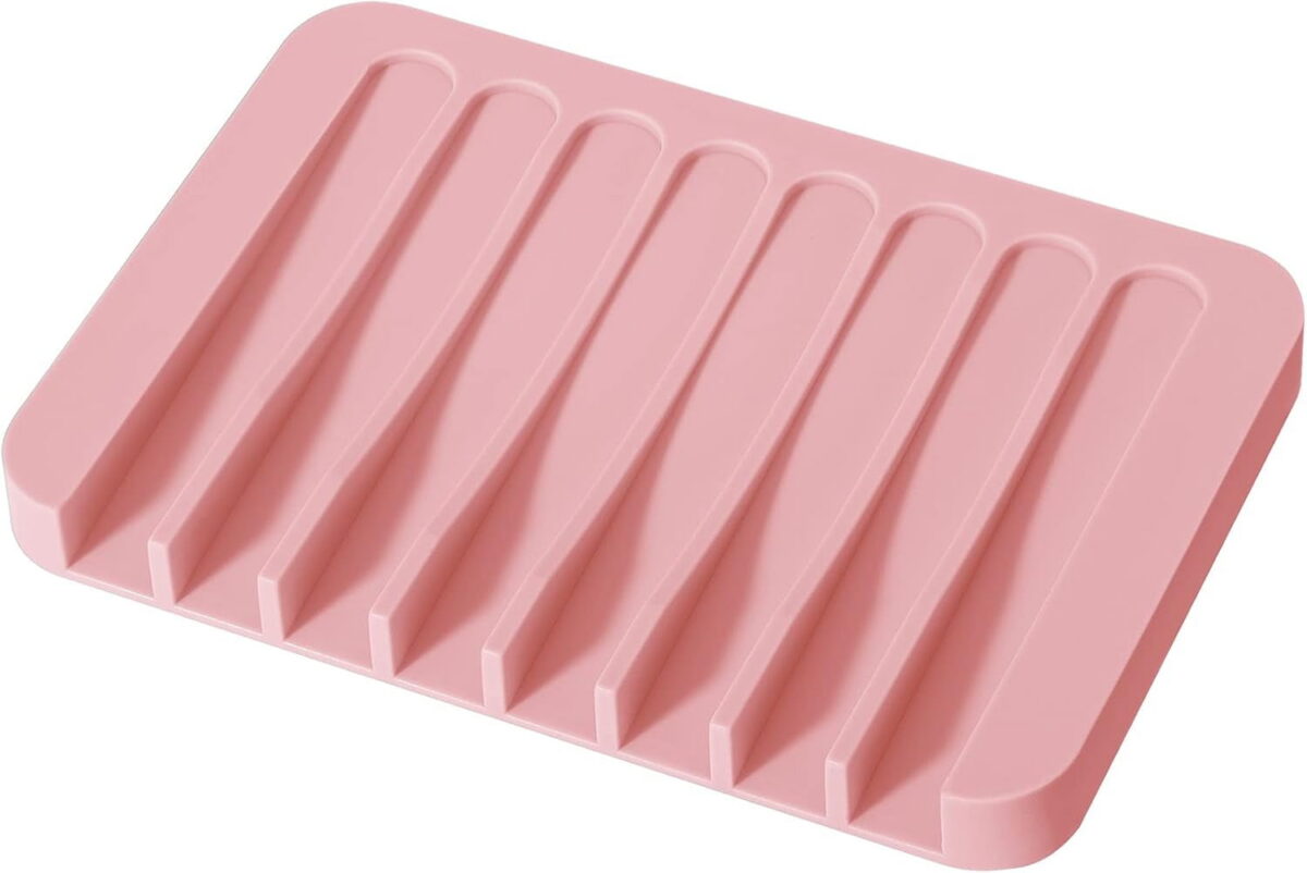 Soap Dish Shower Waterfall Soap Tray Soap Saver Soap Holder for Bathroom, Kitchen, Counter Top, Flexible Silicone, Keep Soap Bars Dry, Easy Cleaning