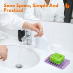 Soap Dish Shower Waterfall Soap Tray Soap Saver Soap Holder for Bathroom, Kitchen, Counter Top, Flexible Silicone, Keep Soap Bars Dry, Easy Cleaning