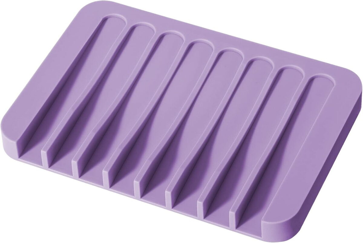 Soap Dish Shower Waterfall Soap Tray Soap Saver Soap Holder for Bathroom, Kitchen, Counter Top, Flexible Silicone, Keep Soap Bars Dry, Easy Cleaning