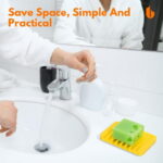 Soap Dish Shower Waterfall Soap Tray Soap Saver Soap Holder for Bathroom, Kitchen, Counter Top, Flexible Silicone, Keep Soap Bars Dry, Easy Cleaning