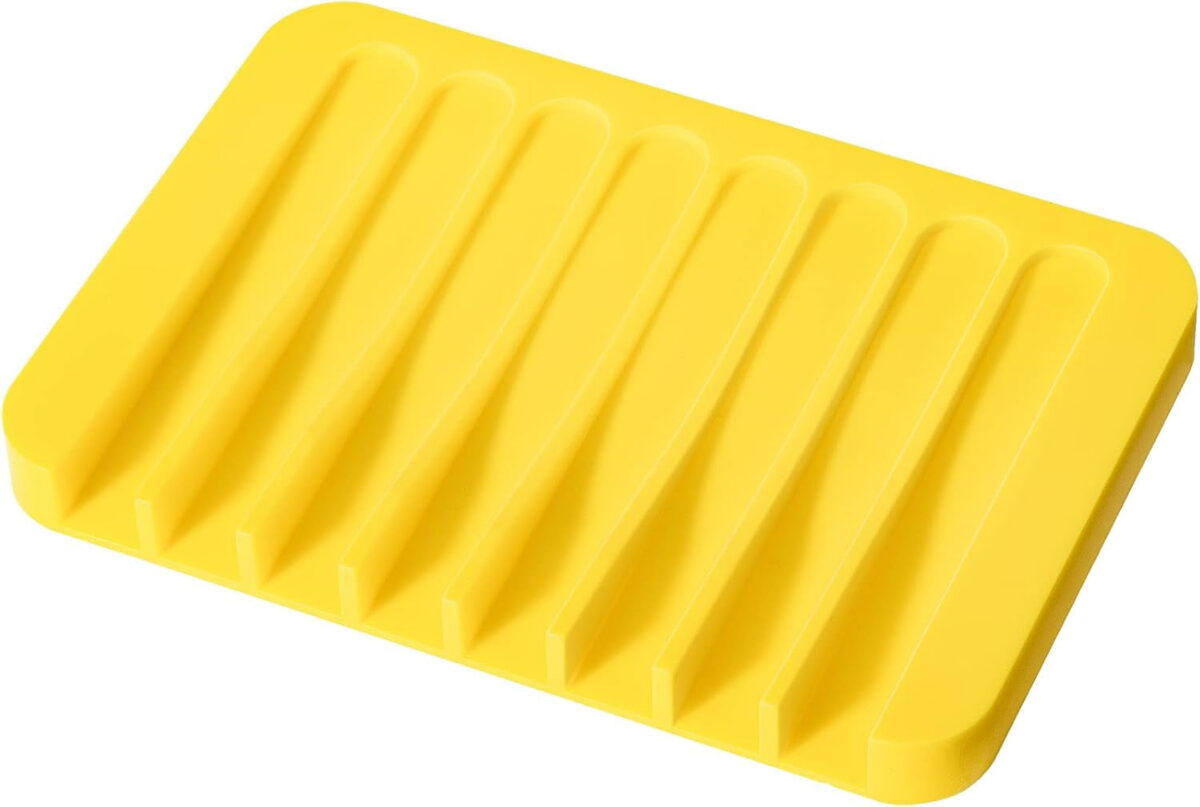 Soap Dish Shower Waterfall Soap Tray Soap Saver Soap Holder for Bathroom, Kitchen, Counter Top, Flexible Silicone, Keep Soap Bars Dry, Easy Cleaning