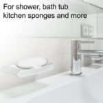 Soap Dish Soap Cleaning Storage Keep Soap Dry for Home Bathroom Kitchen Silicone White 14.5x11.3cm