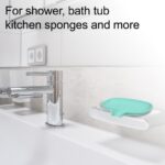 Soap Dish Soap Cleaning Storage Keep Soap Dry for Home Bathroom Kitchen Silicone Green 14.5x11.3cm