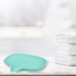 Soap Dish Soap Cleaning Storage Keep Soap Dry for Home Bathroom Kitchen Silicone Green 14.5x11.3cm
