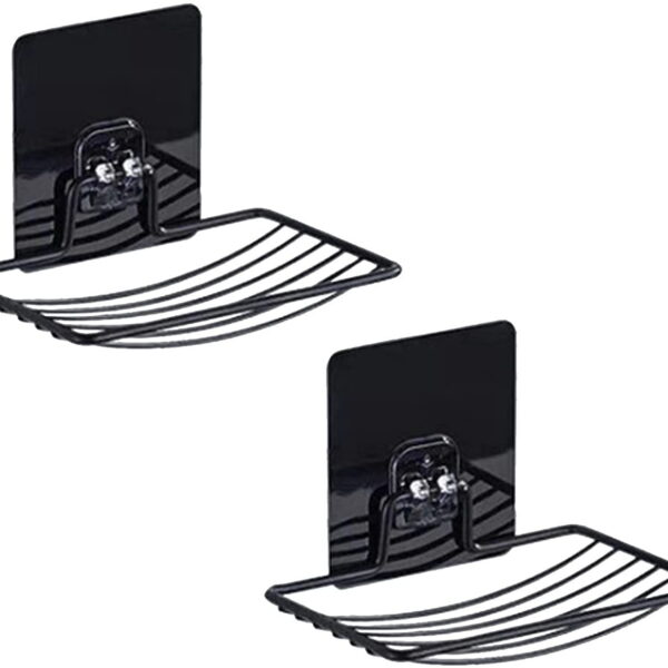 Soap Dish Stainless Steel Bar 2 Pieces , Draining Soap Holder for Shower Bathroom Tub Kitchen Sink-Black