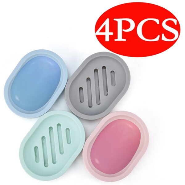 Soap Holder Plastic Soap Dish with Drain Bar Soap Holder for Shower Bathroom Toilet, 4 PCS