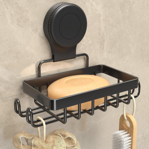 Soap Holder Suction Cup, Stainless Steel Bar Soap Dish for Shower Wall, Reusable Suction Cup Draining Soap Saver Tray Rustproof Sponge Holder for Tub, for Bathroom Kitchen...