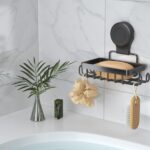 Soap Holder Suction Cup, Stainless Steel Bar Soap Dish for Shower Wall, Reusable Suction Cup Draining Soap Saver Tray Rustproof Sponge Holder for Tub, for Bathroom Kitchen...