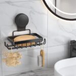 Soap Holder Suction Cup, Stainless Steel Bar Soap Dish for Shower Wall, Reusable Suction Cup Draining Soap Saver Tray Rustproof Sponge Holder for Tub, for Bathroom Kitchen...
