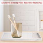 Spencer Countertop and Vanity Tray, Silicone Bathroom Tray, Flexible Dish Soap Holder for Kitchen, Bathroom Counter Organizer, Shower Toilet Tank Tray Decor Accessory, Bath Tub...
