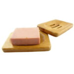 SPRING PARK 1Pc Bamboo Soap Dish, Bar Soap Holder for Bathroom Sink Shower Kitchen, Natural Wooden Tray for Soap, Sponges