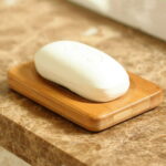 SPRING PARK 1Pc Bamboo Soap Dish, Bar Soap Holder for Bathroom Sink Shower Kitchen, Natural Wooden Tray for Soap, Sponges