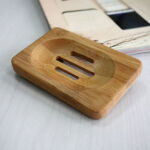 SPRING PARK 1Pc Bamboo Soap Dish, Bar Soap Holder for Bathroom Sink Shower Kitchen, Natural Wooden Tray for Soap, Sponges