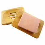 SPRING PARK 1Pc Bamboo Soap Dish, Bar Soap Holder for Bathroom Sink Shower Kitchen, Natural Wooden Tray for Soap, Sponges