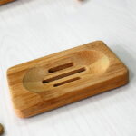 SPRING PARK 1Pc Bamboo Soap Dish, Bar Soap Holder for Bathroom Sink Shower Kitchen, Natural Wooden Tray for Soap, Sponges