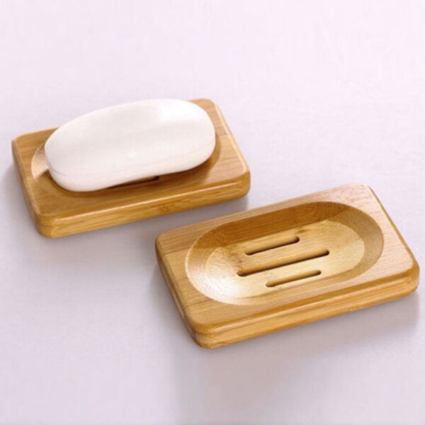 SPRING PARK 1Pc Bamboo Soap Dish, Bar Soap Holder for Bathroom Sink Shower Kitchen, Natural Wooden Tray for Soap, Sponges